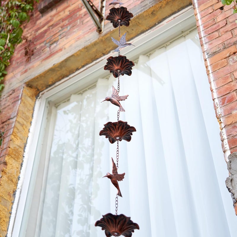 HOUYANG 8.5FT Hummingbird Rain Chain,Rain Chains for Outside,Rainwater Catcher Chains, Outdoor Garden Yard Decor - Image 4